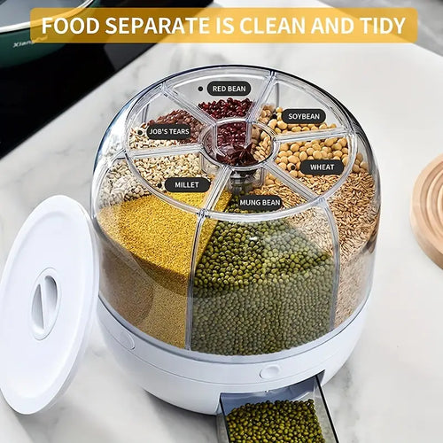 360° Rotating 6-Grid Cereal Dispenser